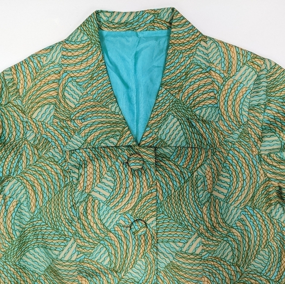 Women's vintage green patterned blouse size S - Picture 4 of 6